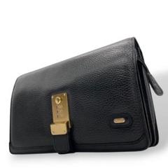 バリー　セカンドバッグ　ダイヤルロック　レザー　BALLY　シボ革　黒　s22