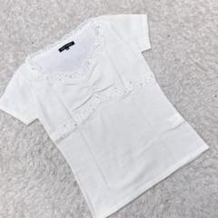 ミッシュマッシュ アンゴラ 半袖 トップス オフホワイト サイズ38 M レース