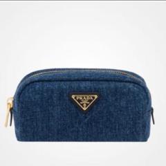 PRADA プラダ デニム ポーチ クラッチバッグ インディゴ 三角ロゴ PRADA プラダ デニム ポーチ クラッチバッグ インディゴ 三角