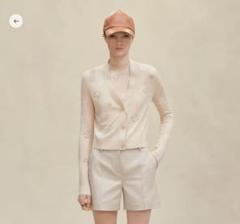 最終日。タグ付き極美品25ss新作エルメス半袖ニットカーディガン40 HERMES - 極美品 エルメス ニット➕シルク中綿 トップス