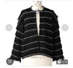 4704【美品】ドゥロワー12GクルーネックニットジャケットM 紺