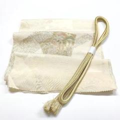 ［3697］帯締め 帯揚げ セット 色紙花重ね 金銀彩 正絹 着物 帯絞め