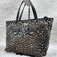 美品 1度着用のみ フェラガモ トップス ヒョウ柄 カップ付き 】レオパードベロアレースキャミビスチェ ／ reopard