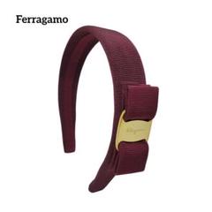 【美品】Ferragamo カチューシャ ワインレッド リボン