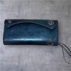 ダークグリーン　レザー長財布