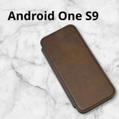 Android One S9 ケース 手帳型 レザー ケース ブラウン