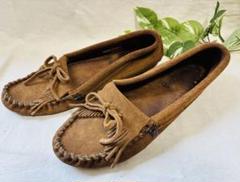 MINNETONKA ミネトンカ ブラウン フリンジ モカシン リボン 23