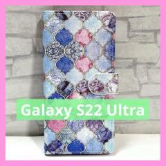 Galaxy S22 Ultra 5G 手帳型ケース ストラップ付き 花柄