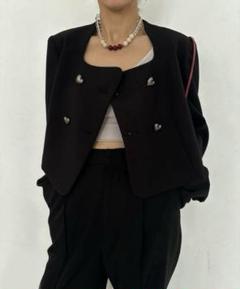 ジャケット・アウター Ameri OTONA MUSE CURVE HEART JACKET Ameri（アメリ）の「OTONA MUSE CURVE HEART JACKET（ノーカラー