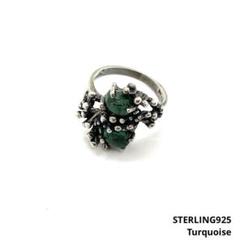 ●ターコイズ●デザインシルバーリング●STERLING925●ビンテージ
