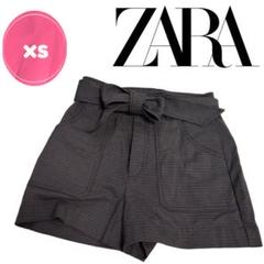 ZARA 新品 チェック ハイウエストショートパンツ　ダークブラウン　XS ZARA レザーショートパンツ XS - メルカリ