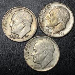 25セント銀貨　10セント銀貨　16枚おまとめ　本物 アメリカ 25セント銀貨/10セント銀貨】を買取させて頂きました
