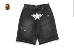 値下げ中　A Bathing Ape ブラックデニムショートパンツ