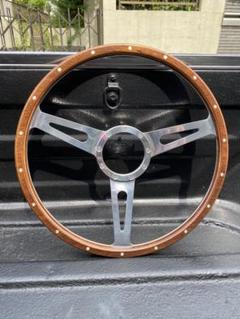 ★大径クラシックウッドステアリング★ビレットヴィンテージ重ステ旧車アメ車当時物 アルミ ビレットステアリング ウッドステアリング 旧車 アメ車