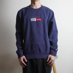 TOMMY JEANS ロゴ刺繍スウェットトップス ネイビー/YW75