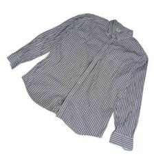 UNIQLO ユニクロ（XL）ストライプ　シャツ　長袖　コットン　綿　グレー　白