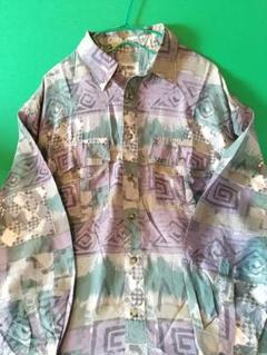 メンズ 総柄 シルク シャツ L 古着 vintage