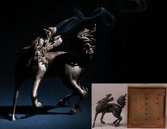 古美術品 時代 古銅 麒麟形香炉 高29.5㎝ 神獣 置物 金属工芸