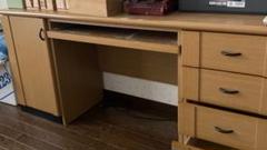 高級スキャベロのオフィス家具一式L字型木製デスク左右2つ引出2