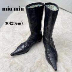 極上品★MIU MIU★ロングブーツ★黒★39 1/2 極上品☆MIU MIU☆ロングブーツ☆黒☆39 1/2