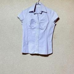 美品 ジフィーズ パープルシャツ 紫 春夏 薄手 上品 通勤 フェミニン
