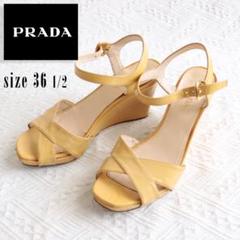 PRADA プラダ エナメル ミュール シューズ サンダル ウエッジソール