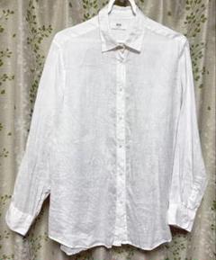 ユニクロ ホワイト リネン 長袖シャツ XL 麻 100%
