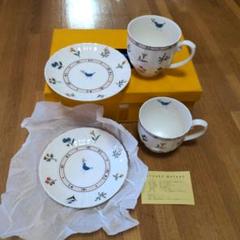 メル40562　　マタノアツコさん　陶器食器セット MATANO ATSUKO マタノアツコ 青い鳥 湯呑み ポット茶器 セット