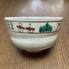 七代窯元大塩正人　赤膚焼　清水公照絵付茶碗　共箱　M1503 七代窯元大塩正人 赤膚焼 清水公照絵付茶碗 共箱 M1503 工芸