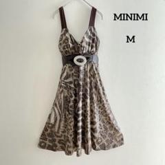 Minimi USA製 ベルト付き アニマル柄 ワンピース M カップ付