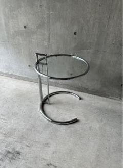 【HKJ】E1027 SideTable ミッドセンチュリー E1027 Adjustable Side Table - Chrome Frame/ Clear Glass
