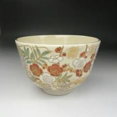 イ286 茶碗『山岡昇作』『色絵菊紋茶碗　共箱』抹茶碗　茶道具 楽天市場】【茶器/茶道具 抹茶茶碗】 花筏 岡田暁山作 : いまや