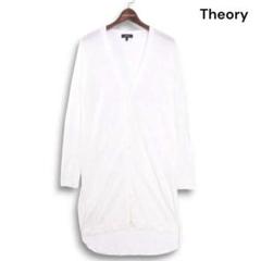 Theory セオリー　リブ　カーディガン　ロング　ホワイト　リブニット　美品 セオリーリュクス ミディ丈カーディガン 38/ホワイト - メルカリ