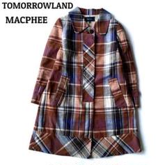 美品　トゥモローランド　マカフィー　ベージュ ステンカラーコート　チェック TOMORROWLAND｜コットンリバーチェック ダブルブレストコート
