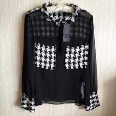 【ZARA】ブラック基調　ブラウス