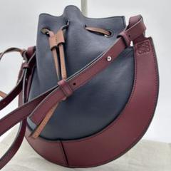 【極美品】ロエベ ホースシュー ショルダーバッグ アナグラム レザー ネイビー