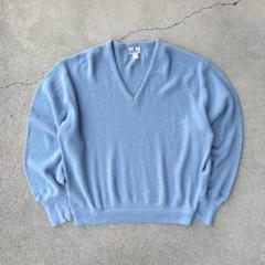 USA製 90s ヴィンテージ古着 vネック アクリルニット 水色 ブルー XL