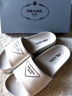 PRADA プラダ　レザースライド　サンダル 本革 ホワイト 24cm PRADA プラダレザースライドサンダル 本革 ホワイト 24cm