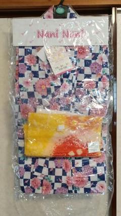 花柄チェック浴衣セット120