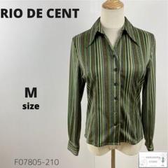 訳有 RIO DE CENT ブラウス シャツ ストライプ ストレッチ 長袖 M