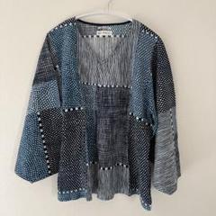 極美品✨ソウソウ高島縮 薙刀袖 ジバン　カットソー　ブルー大判花柄　日本製洗える 薙刀袖襞（なぎなたそでひだ）ジバン／花あかり - SOU・SOU