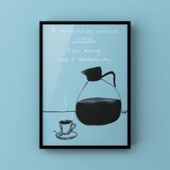 ★A4フレーム付き★オリジナル アートポスター Morning コーヒー