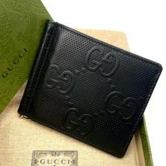 極美品 近年モデル●GUCCI マネークリップ カードケース ジャンボGG 黒