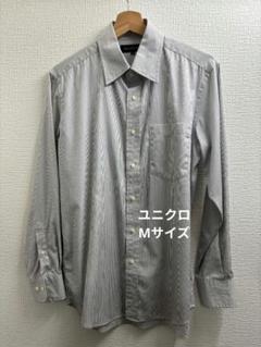 【Mサイズ】ユニクロ ストライプグレー ボタンダウンシャツ