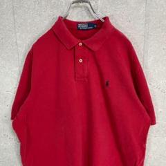 ポロバイラルフローレン　90s 刺繍ロゴ　レッド　半袖ポロシャツ　XL