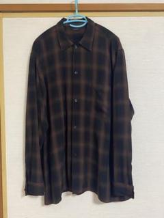 24ss comoli レーヨンオープンカラーシャツ チェック サイズ 2