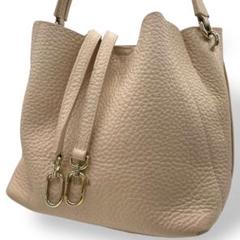 美品 A4可 フルラ 近年モデル 2way ショルダーバッグ シボ革 ベージュ