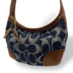 美品 Coach Denim Signature Shoulder Bag