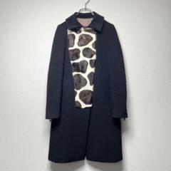 MAX&Co. ハラコレザー切替え ジップアップウールコート ロング丈 ヤギ革 MAX&Co. ハラコレザー切替え ジップアップウールコート ロング丈