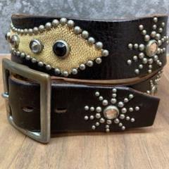 HTC レッドストーン ヴィンテージカスタムオーバルバックル Vintage HTC studded Leather Belt Random Placement of